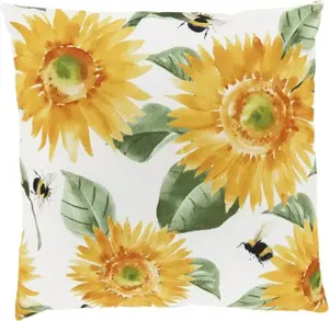 Подушка уличная подушка подсолнухи шмель белый желтый 45х45 см Schöner-Leben