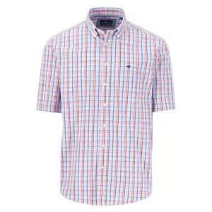 Рубашка с коротким рукавом Fynch Hatton Seasonal Combi Check, красный