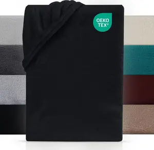 Простыня на резинке с пружинным блоком Cashmere Touch Boxspring 180-200x200-220 см, теплая зимняя простыня, черная Carpe Sonno