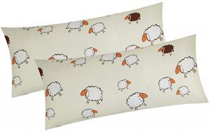 Хлопковая наволочка Renforcé - комплект из 2 штук размером 40х80см - милые овечки в желтом и белом цвете - наволочка, наволочка, декоративная наволочка из 100% хлопка (KY-99/3-40x80) Heubergshop