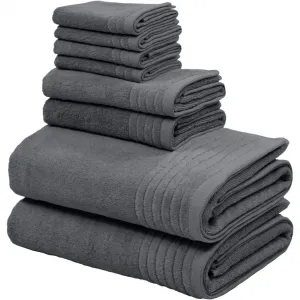 Мой домашний набор полотенец Sanremo Premium, премиальные полотенца, 600 г/м², высокое качество набор из 8 шт. Махровые полотенца для душа, ручные полотенца, мыльные полотенца, 100% хлопок My Home, антрацит
