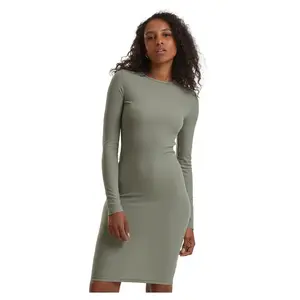 Платье Urban Classics Rib long sleeve long, зеленый