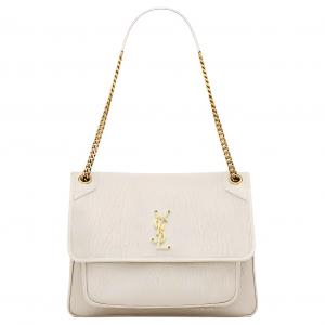 SAINT LAURENT Винтажная белая женская сумка через плечо из овчины