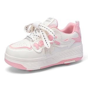 Женские износостойкие низкие кроссовки для активного отдыха, увеличивающие рост TONYBEAR, Pink White
