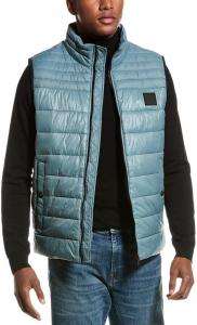 BOSS Мужская легкая нейлоновая пуховая жилетка с нашивкой-логотипом, Goblin Green