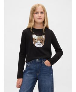 (K) Детская футболка с графическим принтом и пайетками Flippy