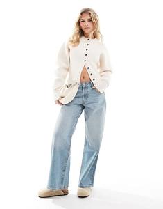 Джинсы-ганги ASOS DESIGN Petite с низкой посадкой, светло-синего цвета