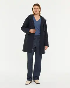 Длинная женская парка с капюшоном и молниями Paz Torras, темно-синий