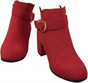 Женские зимние ботинки с боковой молнией, пряжкой, каблуком, круглый носок, повседневные Generic, Red-C