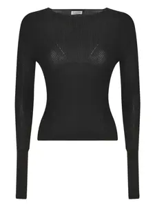 Топ в рубчик с длинными рукавами Lanvin, черный