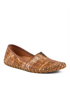 Kathaleta-Spice Metallic Croco Slip-On кожаные балетки со съемной стелькой и поддержкой свода стопы Spring Step, загар/бежевый