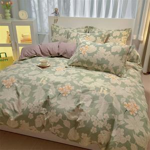 LUOLAI HOME Комплект постельного белья 3 предмета, простыня, пододеяльник 150×200 см, 100% хлопок, Caroline Green AB Version