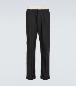 Шерстяные брюки с шелковой отделкой Wales Bonner, черный