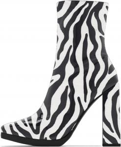 Женская платформа FYS, модные ботильоны на высокой массивной подошве, квадратный носок, боковая молния, лакированная кожа, ботинки для вечеринок и нарядов, размеры 4-15 США, Zebra