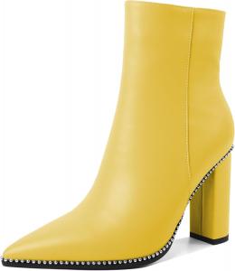 Женские ботильоны Eldof с заостренным носком, отделкой бусинами, массивным каблуком и боковой молнией, 3,5 дюйма