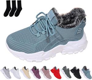 Женские зимние теплые ботинки на шнуровке, дышащие повседневные снегоступы для улицы и дома, кроссовки для бега на свежем воздухе Generic, Blue