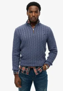 Классический джемпер с косами и молнией до середины груди Superdry & Co, Soft Navy