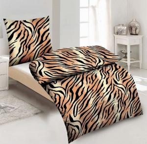 Комплект постельного белья из микрофибры, 4 предмета, постельное белье, пододеяльник, 135 x 200 + 80 x 80 см, однотонный тигровый кот, современный мех животных, животный принт Optidream