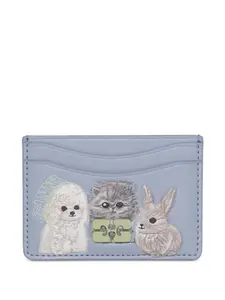 Кожаный кардхолдер GANNI, фиолетовый