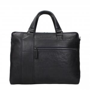 Синие кожаные деловые сумки и сумки для ноутбуков Piquadro, синий