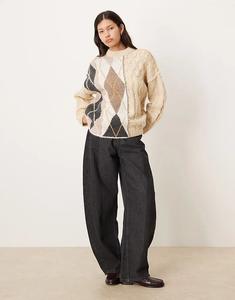 Джемпер с ромбовидными узорами ASOS DESIGN цвета мокко