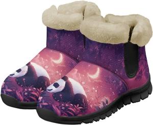Женские зимние ботинки Jeiento Fuzzy Panda с плюшевой подкладкой, утолщенные, на плоской подошве, с теплой фланелевой подкладкой, Sleeping Panda