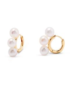 Серьги-кольца Victoria с имитацией жемчуга и позолотой "14 карат" brook & york, Gold Vermeil