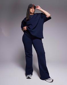 Расклешенные спортивные брюки-джоггеры Curve из комбинезона темно-синего цвета Asos Curve