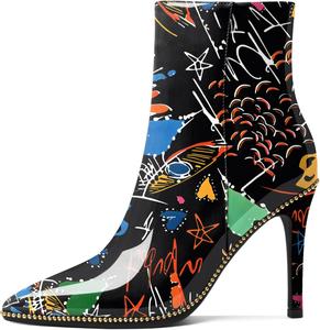 Женские ботильоны Eldof с бисером, закрытым заостренным носком, на высоком каблуке-стилетто, с боковой молнией, каблук 3,5 дюйма, Graffiti