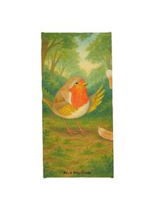 Mr. & Mrs. Panda Банное полотенце с изображением малиновки и перьев, без надписи, белого цвета