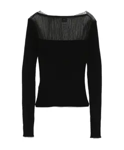 Повседневный черный шерстяной шелковый свитер Pinko, черный