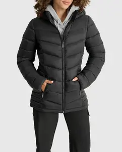 Женский короткий пуховик с застежкой-молнией DKNY, черный