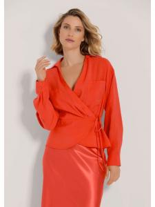 MADELEINE Блузка с запахом и баской цвета красного апельсина