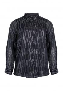 Блуза Zizzi Button-down blouse, Black W Silver/Black