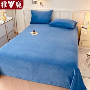 Yalu Комплект постельного белья из 3 предметов (простыня на резинке 180х200 см, 2 наволочки), ткань молочный бархат, утепленный, цвет J Bentley Blue