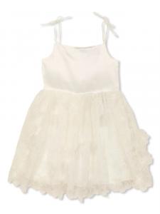 Платье Self-Portrait Kids с цветочной вышивкой, нейтральный