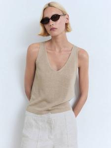 Топ Vella с V-образным вырезом из тонкого трикотажа Mango, Pastel Grey