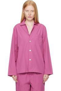 Поплиновая пижамная рубашка с длинными рукавами Tekla, цвет lingonberry