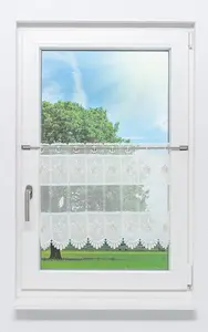 Штора cafe с декоративным цветком (Ш x В) 161,5 см * 45 см бежевый/светло-бежевый Lysel