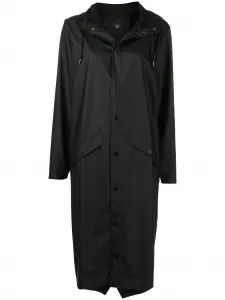 Плащ Longer с капюшоном и кулиской Rains, черный