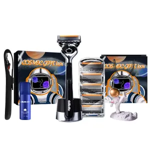 Бритва ручная, 5 лезвий, 1 держатель для ножей, 2 сменные головки/5 сменных головок, бритвенный станок, импортный портативный футляр Gillette