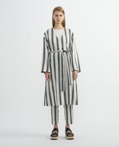 Пальто без воротника в полоску плюща Plain People, цвет Stripe