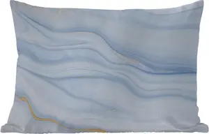 Подушка для улицы - Мрамор - Волна - Синий - Узор - Мраморный вид - Пастель - 60 x 40 см - Устойчива к атмосферным воздействиям - Подушка для отдыха - Декоративная подушка - Подушка для дома MuchoWow