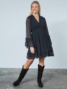 Мини-платье Ufana с поясом и короткими рукавами-трубой Sisters Point, Black/Multi