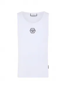Хлопковая майка с вышитым логотипом Philipp Plein, белый
