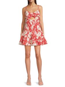 Мини-платье с вырезом и принтом Райдера Amur, цвет Coral Multi