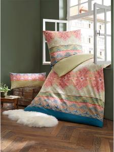 Постельное белье с фисташковым и коралловым узором Heine, 135 x 200 + 80 x 80 см