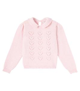 Свитер Monna pointelle из смесовой шерсти Bebe Organic, Heart Pink