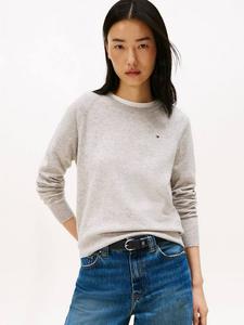 Текстурированный джемпер из шерстяной смелки с круглым вырезом Tommy Hilfiger, Light Grey