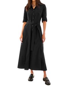 Платье Laine Maxi из ткани Weathercloth черного цвета Finley